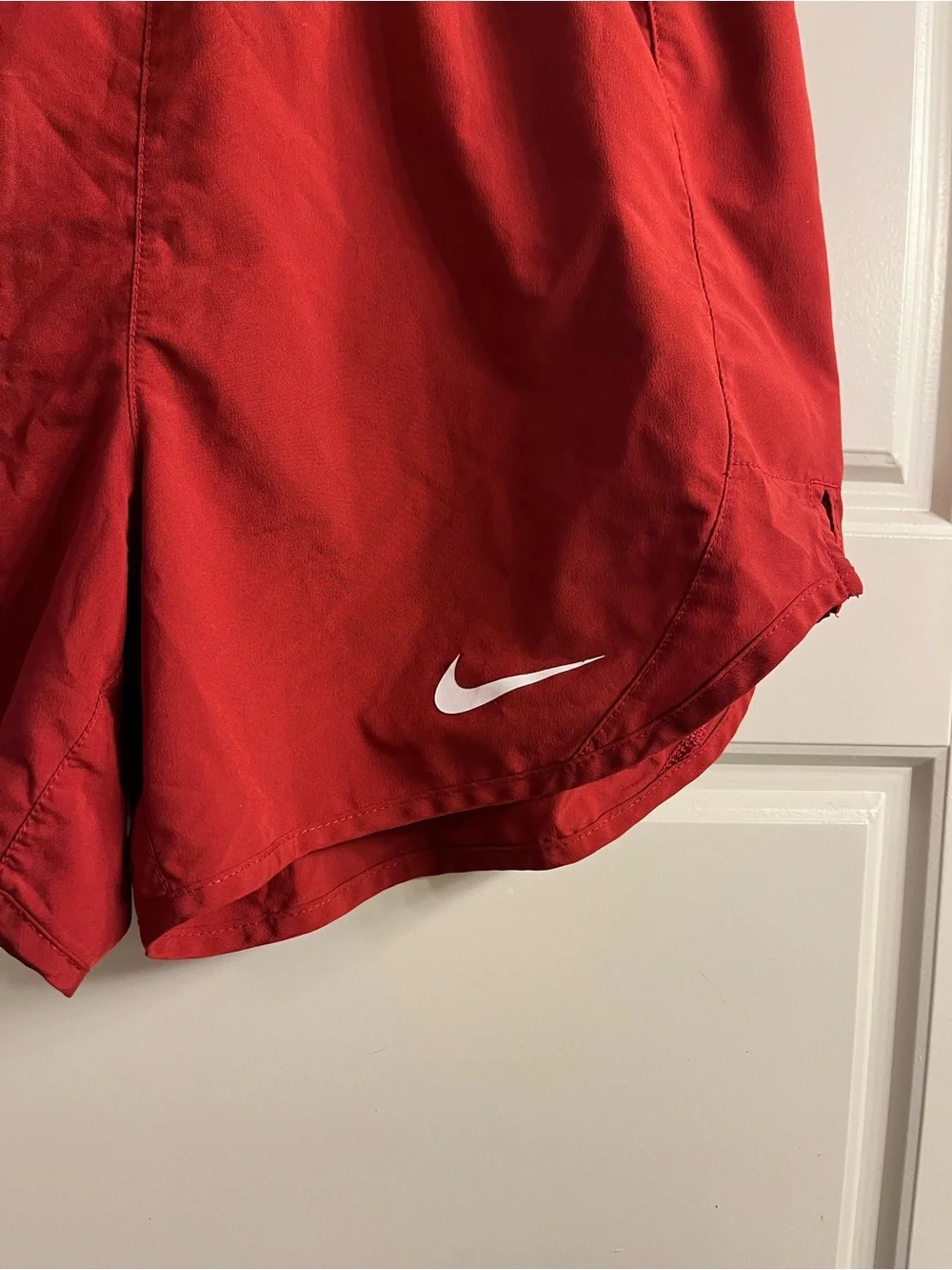 Nike Women's Red Athletic Shorts with White Script A